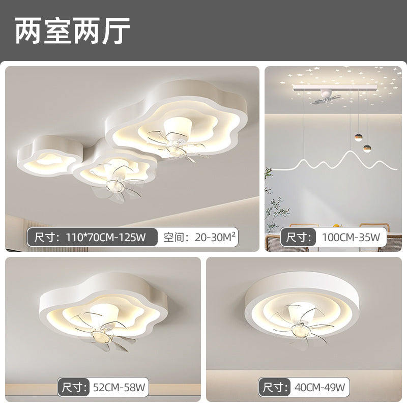 Living room fan light ceiling light dining room bedroom full spectrum silent shaking head fan lighting combination whole house package