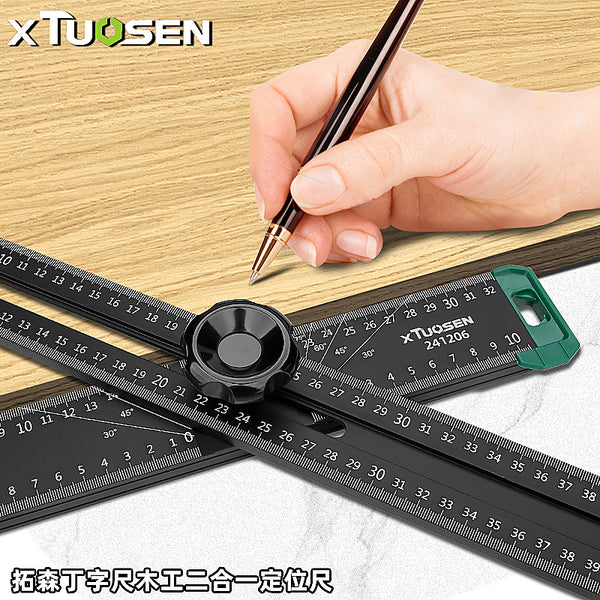 Tuosen multi-functional scribing T-ruler aluminum alloy movable angle ruler T-ruler two-in-one woodworking angle ruler