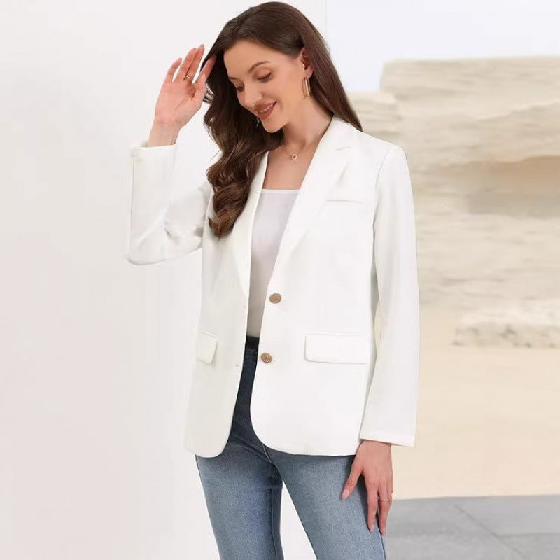 Amazon fashioncasual suit outwear women's  spring new arrivallong sleeves single breasted work suit