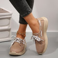 export plus size casual flats for women,  spring/autumn new collection, round toe chunky sole low-cut lace-up flat casual shoes