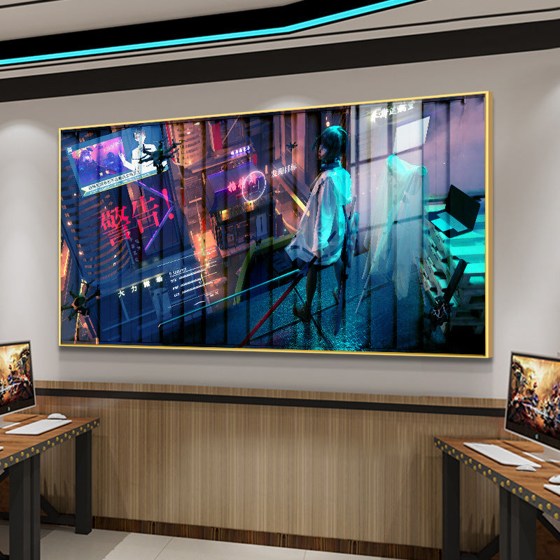 LED lighting luminous lighting painting cyberpunk Internet cafe hanging painting e-sports hotel room decoration background wall mural