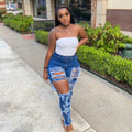 European and american export women's clothing -  &  style: high-waisted, distressed, washed, straight-leg dark wash jeans