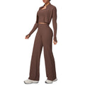 pure color brushed tight high-elastic vest wide-leg long three-piece set sports running fitness yoga suit
