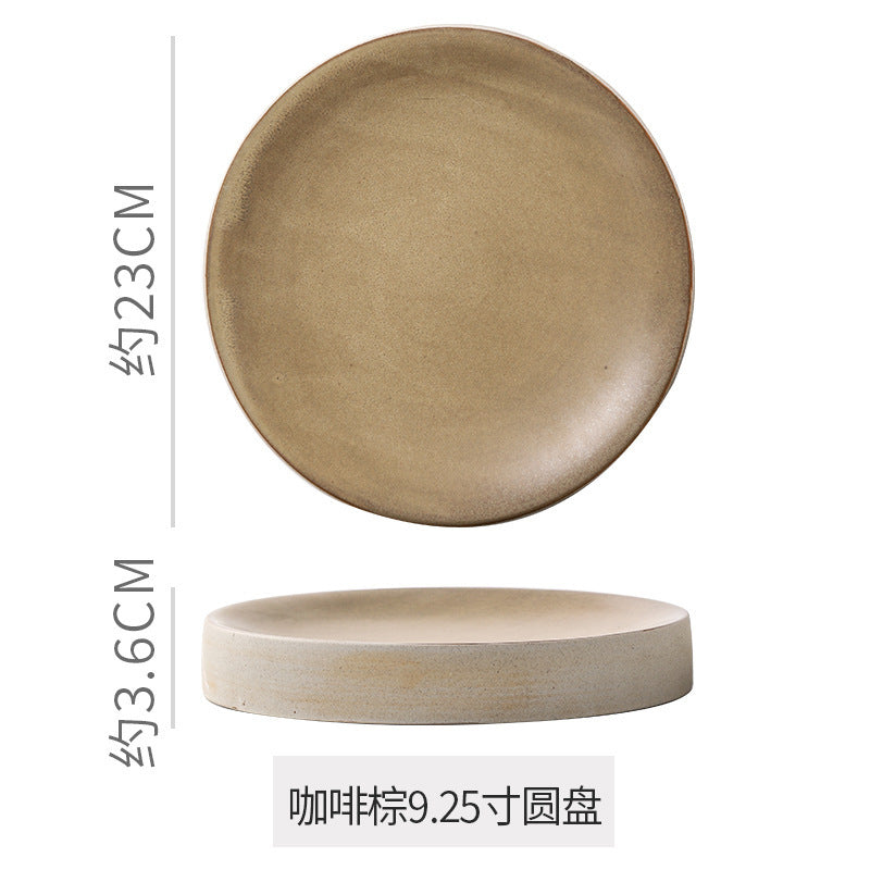 Stylish high-looking clay western food snack round plate restaurant hotel for home pastry dessert plate classy plate