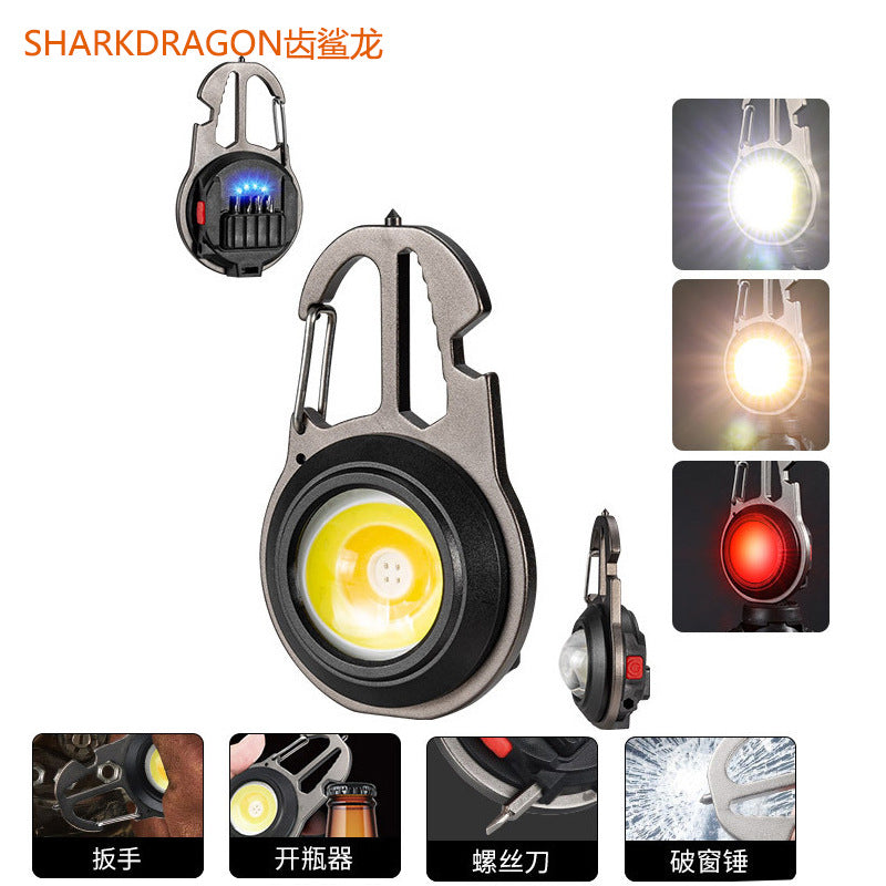 Cross-border new keychain light TyPE-C charging COB work light portable mini multi-function flashlight