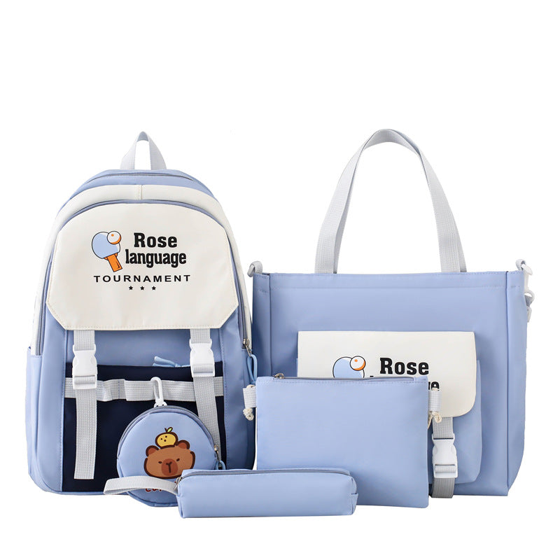 School bag female primary and secondary school students bag large capacity backpack tutoring bag new Korean version ins cartoon casual backpack