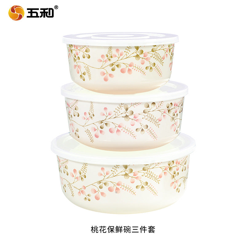 Bowl set Fresh-keeping bowl Instant noodle bowl Melamine tableware Lunch box Imitation porcelain round soup bowl with lid Sealed bento box