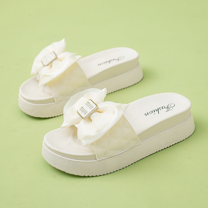 Thick solebows slippers women's summer outwear heightening non-slip flip-flops fashion lady style popular sandals wholesale