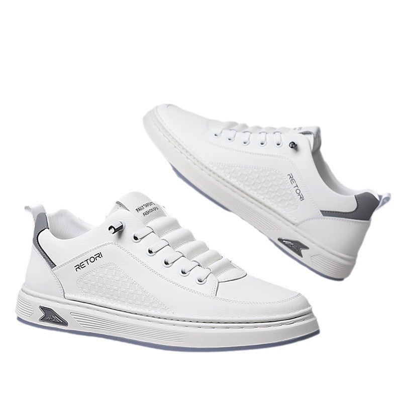 2026 spring new breathable casual men's leather shoes, ultra-light slip-on sneakers, retro new chinese style white shoes for men