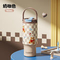 High-style cartoon coffee mug, 316 stainless steel insulated tumbler, large capacity car ice tumbler, portable straw water bottle