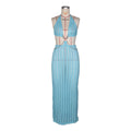 Fashion beach vacation cut outknittinghalterdress deep v chain backless long blouse cross-border women's clothing