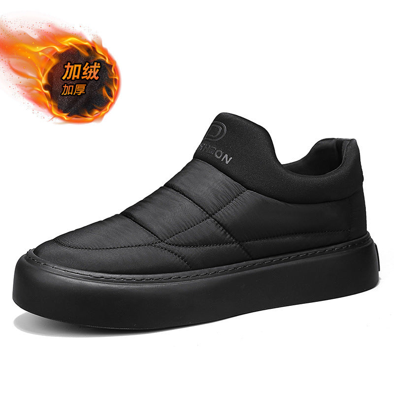 Men's winter new arrival: fleece-lined, extra thick, warm down-lined sneakers - slip-on, driving, casual, and athletic cotton shoes