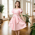 Ready-to-ship, hot-selling girls' luxury satin dress – a unique and fashionable princess gown with a sweet and elegant style, perfect for birthdays and first birthdays