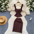 Luxury knit cami two-piece set for women - slim fit, figure-flattering, and chic for summer . perfect for work and everyday wear
