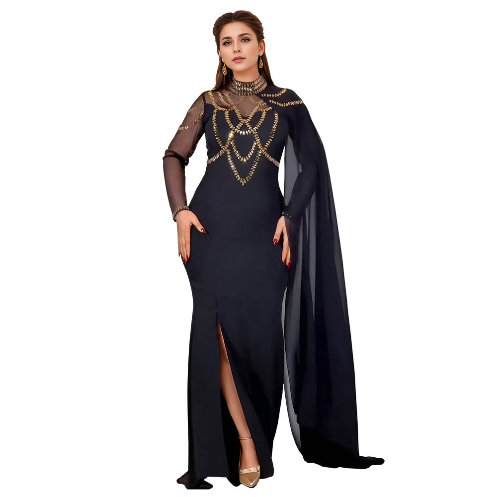 C7260 cross-border   fashion women's elegant rhinestone slim-fit sleeveless shawl dress