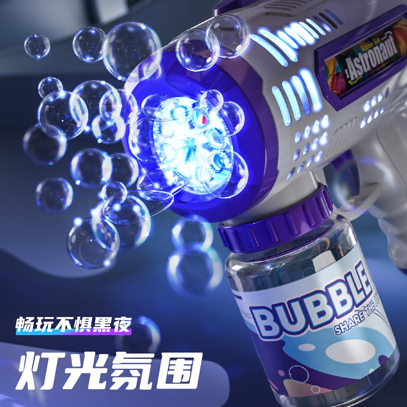 children's 8-hole space fully automatic light handheld bubble gun kids outdoor toys wholesale children's day gift