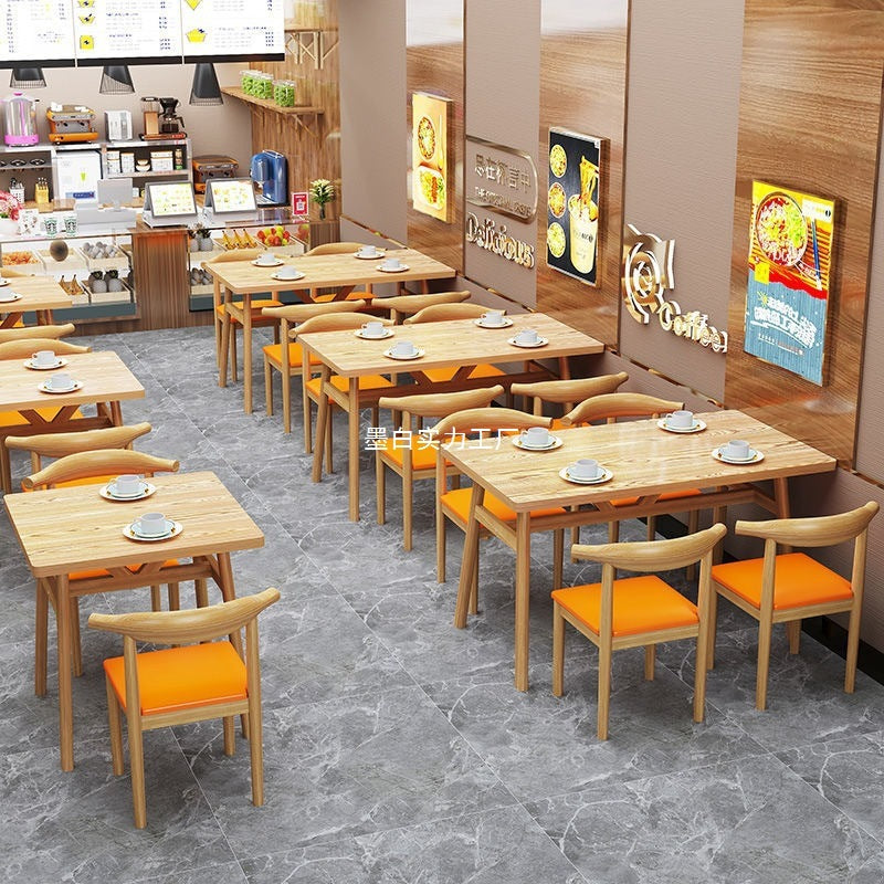 Complete dining table and chair combination Snack bar Milk tea breakfast shop restaurant table and chair canteen dining table and chair commercial restaurant table and chair