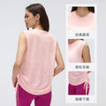 Simple round neck sleeveless sports tank top women's thin breathable side drawstring yoga top cover-up summer d26097