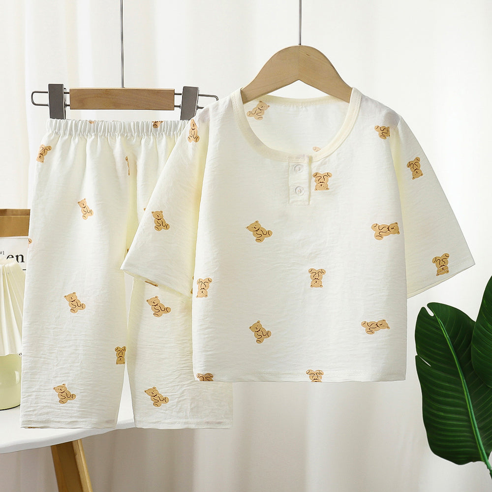 Summer kids' cloud cotton pajamas - boys' and girls' lightweight sleepwear - toddler and child air conditioning suit - baby casual set