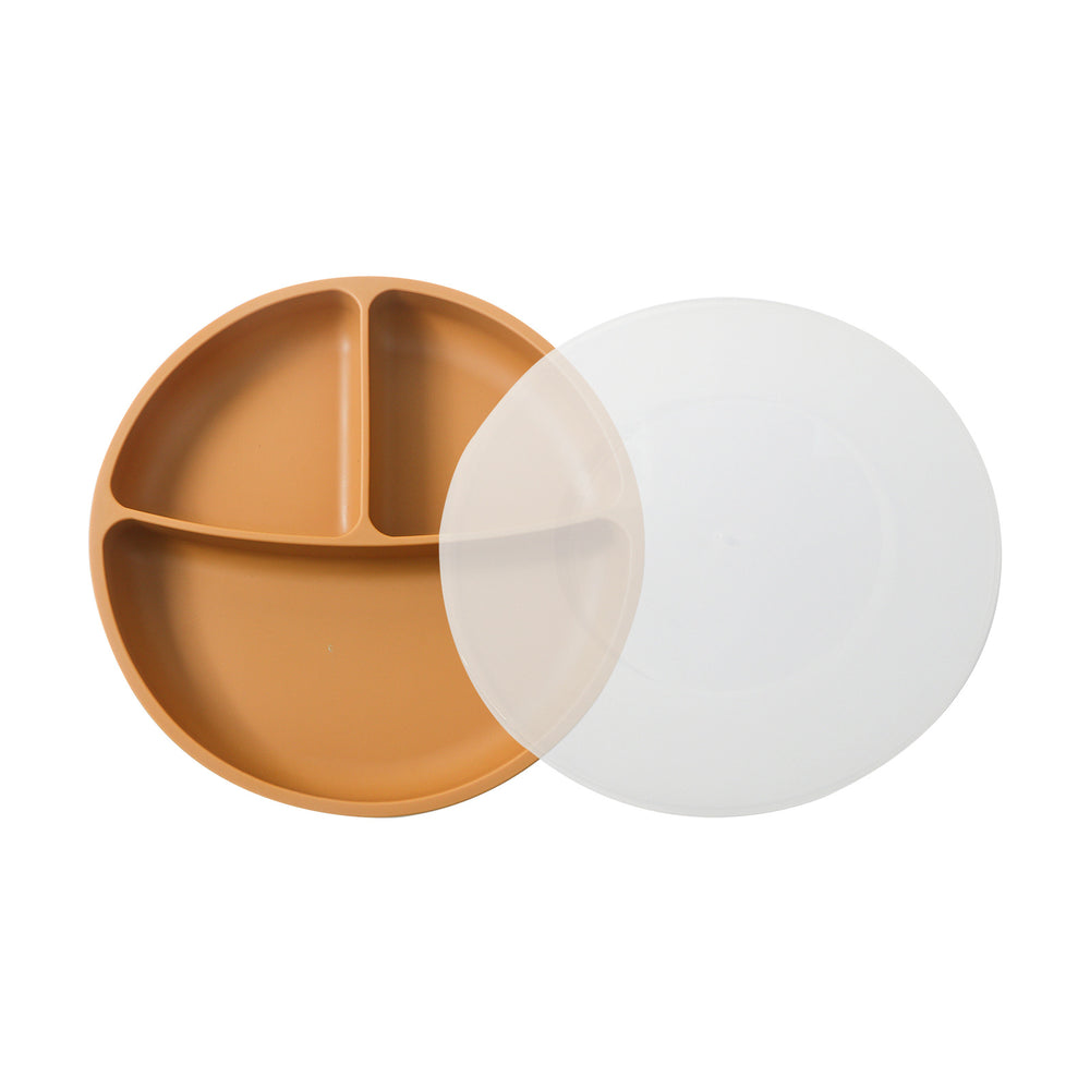 Kids dinner plate platinum silicone baby dinner plate infant suit complementary food compartment large suction cup smiley face maternal and infant products