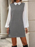 european and american cross-border  autumn new arrival: slim-fit, figure-flattering, faux two-piece a-line dress