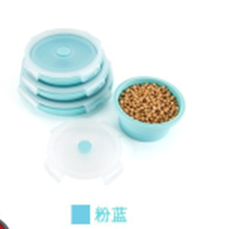Portable folding lunch box, round silicone lunch box, microwave oven bento box, plastic refrigerator lunch box, fresh-keeping box.
