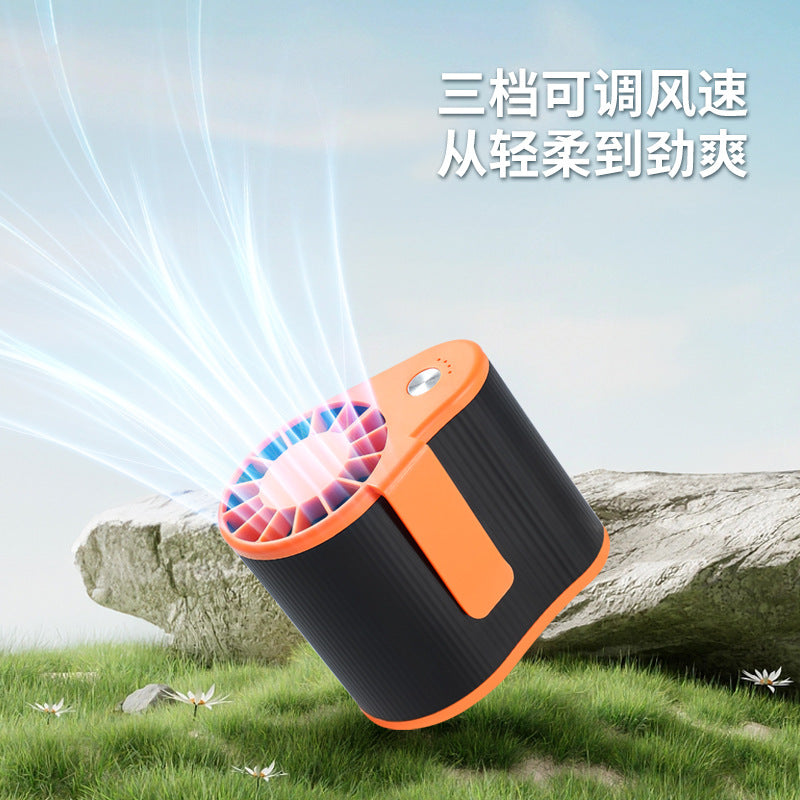new camping style leafless waist fan student outdoor handheld portable mini waist leafless fan