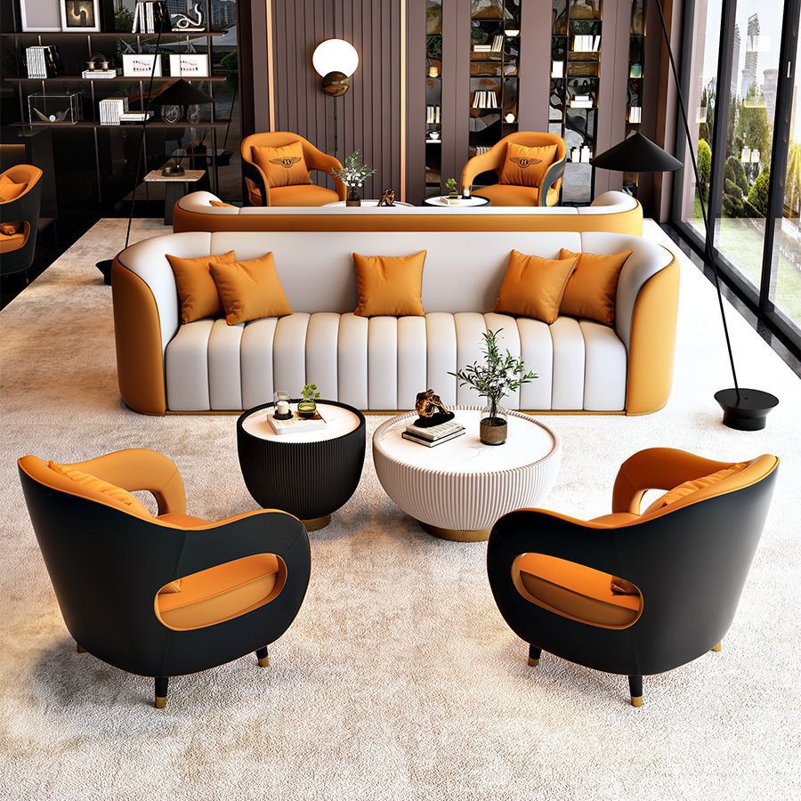 Nordic apartment hotel office negotiation sofa reception rest area sofa coffee table combination reception booth