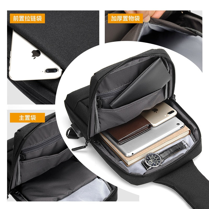 Cross-border fashion men's breast bag high-end casual women's shoulder messenger bag trendy travel chest bag waterproof shoulder bag