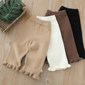 fall/winter new korean style knitted girls' leggings - lace trim wide leg casual pants