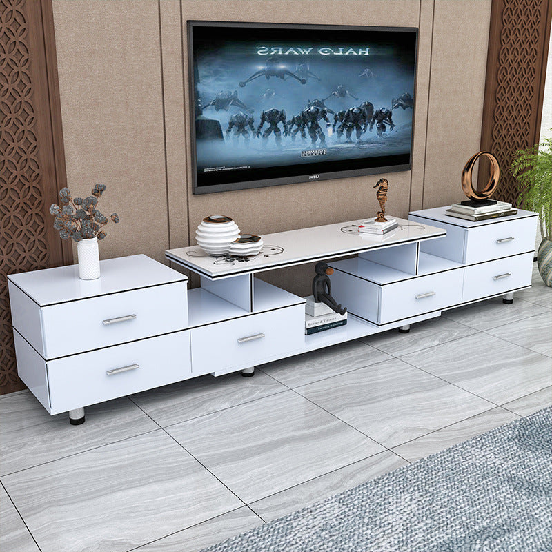 Tempered glass extendable tv stand & coffee table set - minimalist modern european style for small apartments - home living room tv cabinet