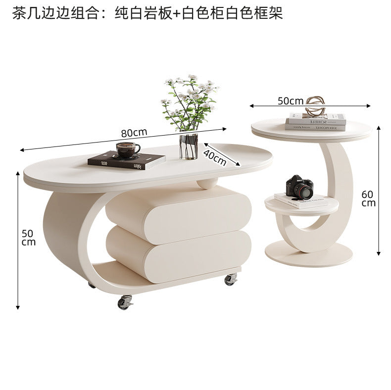 Modern minimalist sintered stone removable coffee table set - italian-inspired light luxury artistic coffee table for small living rooms