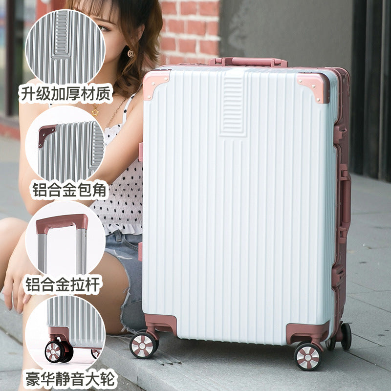 Luggage Internet celebrity trolley case female aluminum frame suitcase universal wheel male ins password case 20 inches 24 leather case 28
