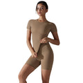 New spring double-sided nylon quick-dry yoga outfit short sleeve fitness set outdoor running sports two-piece set for women