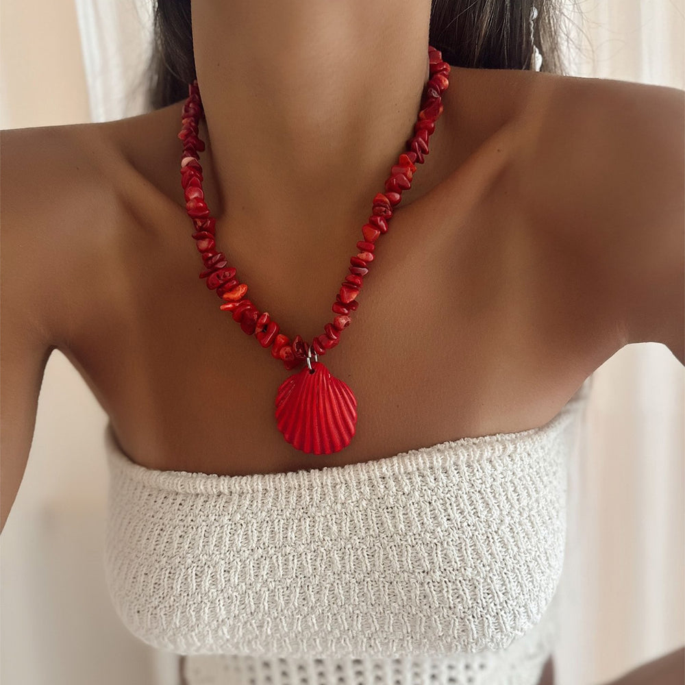 Bohemian necklace wholesale niche design pendant shell jewelry colorful crushed stone necklace women's ocean choker