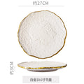 White 10.5inch shallow plate - gold