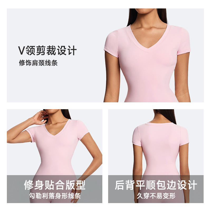 Spring/summer eco-friendly fabric yoga top - short sleeve t-shirt for fitness, pilates, outdoor running, and sports - women's