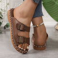 slippers for women, new spring/summer  styles, round toe, soft sole, double buckle, single-strap, outdoor beach sandals