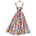 French chic floral print cami dress - women's  spring/summer new arrival - designer style beach vacation midi dress