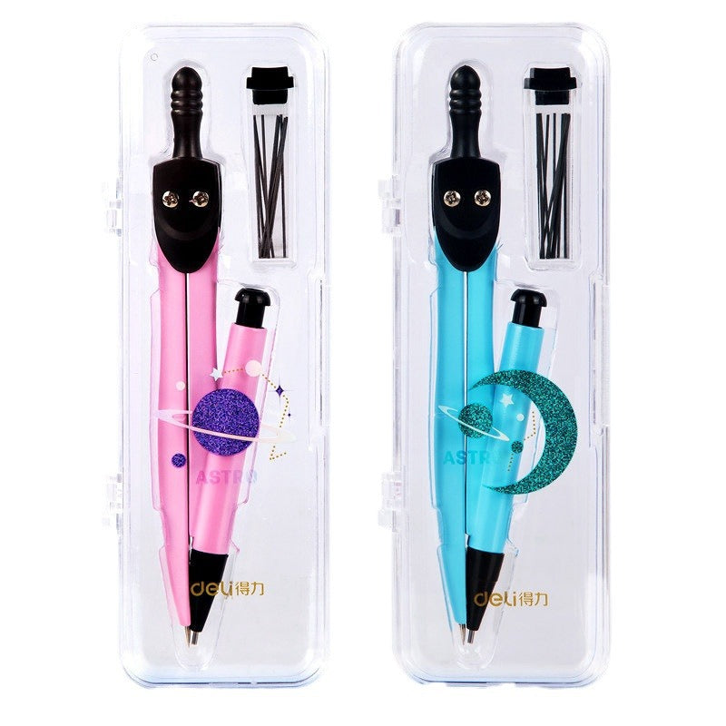 Deli 72154 Compass Mathematical Geometry Drawing Round Ruler Compass for Students For Junior High School Students and Elementary School Students Examination