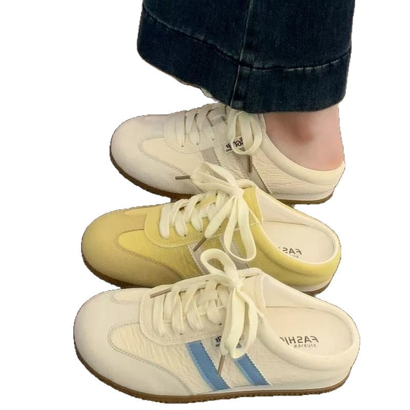 Baotou slippers women's summer outer wear 2025 new super fire moral training shoes half-drag white shoes popular one-pedal casual shoes