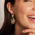 Amazon's new stylishtrendy teardrop-shaped pendant earrings polished hollow exaggerated heavy geometric earrings for women