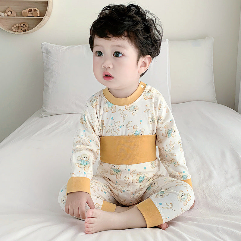 Baby pajamasintimates cotton spring & fallhigh waist belly protection newborn separatessuit baby autumn clothes and long trousers bottom clothes