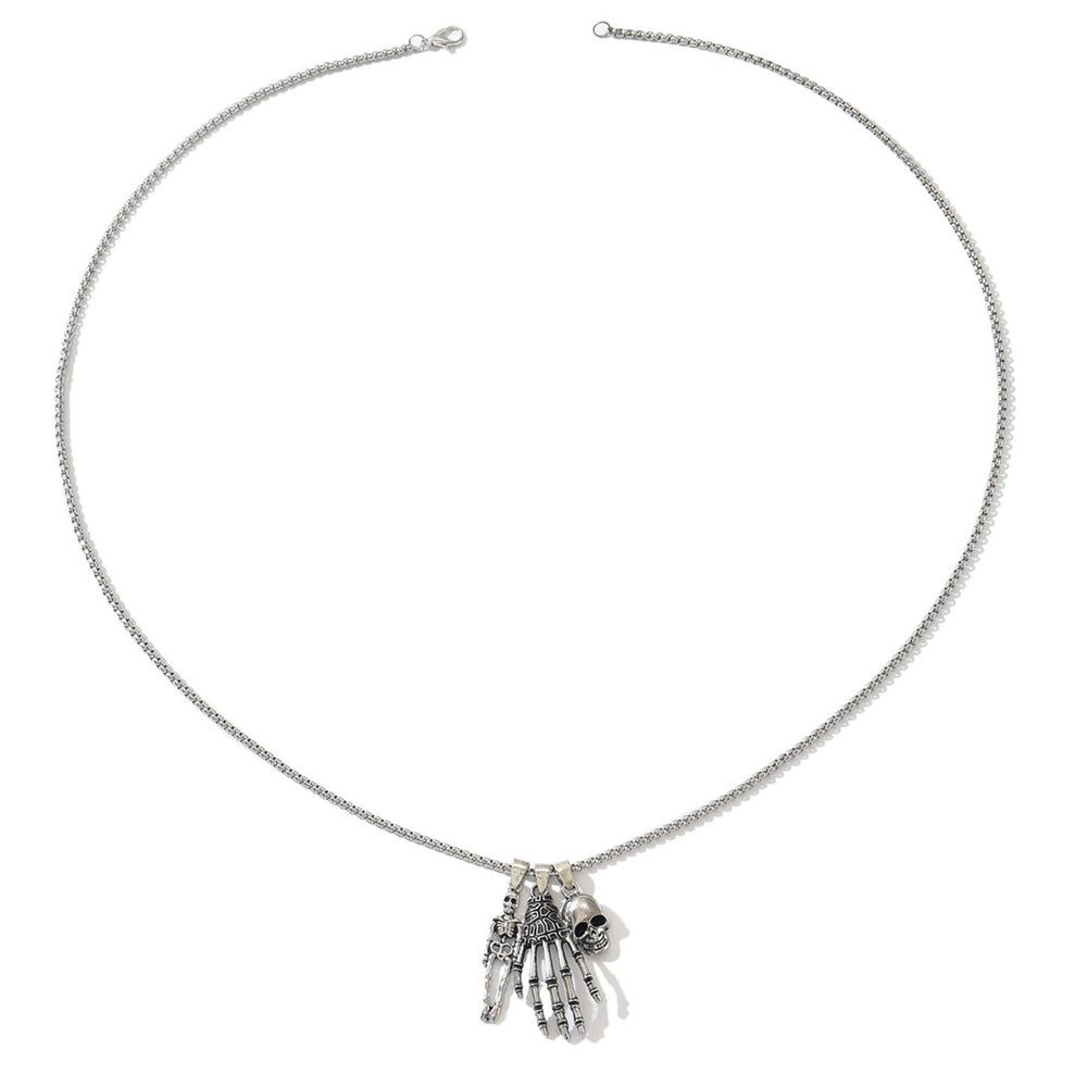 Halloween punk necklace wholesale cross-border hip-hop dark style skull palm pendant niche exaggerated spider jewelry