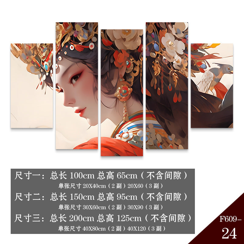 Guochaofeng wall decoration painting Hot pot restaurant hotel box background wall mural Peking Opera Huadan face painting