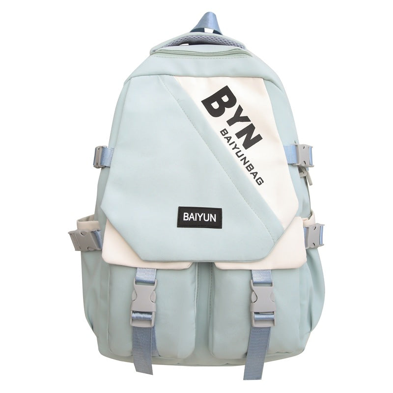 Burden reduction spine protection capacity Strong backpack Lightweight waterproof Simple high school backpack Junior high school schoolbag Women