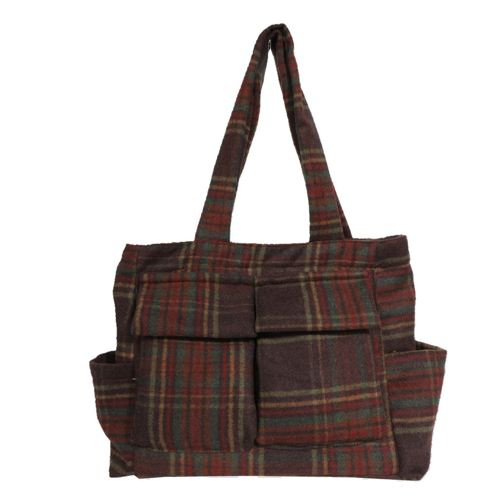 Contrasting color plaid bag women's 2025 autumn and winter new women's bag shoulder bag fashion trend large capacity women's commuter bag