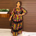 new cross-border spring/summer european and american style floral dress, african  fashion long printed dress