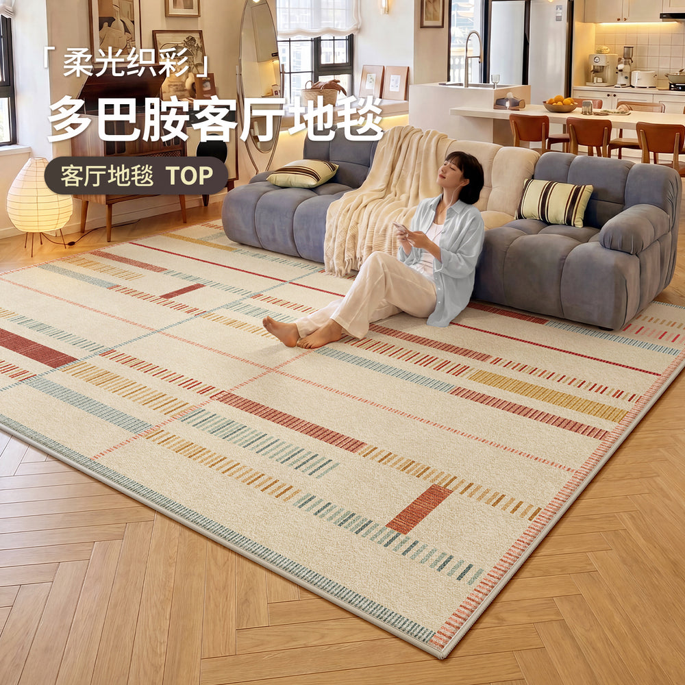 Dopamine carpet living room medieval cream style colorful no-wash and wipeable accessible luxuryclassy full bed bedside blanket