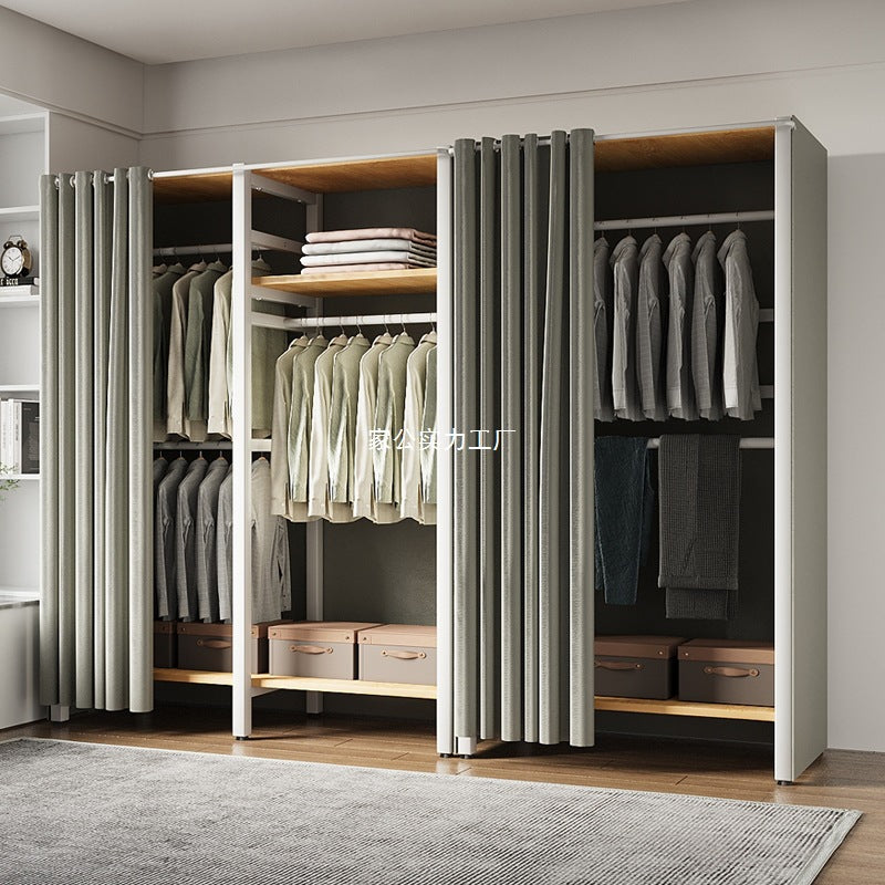 Wardrobe Home Bedroom Simple Assembly Storage Cabinet Rental Room Shelves Strong and Durable Open Wardrobe